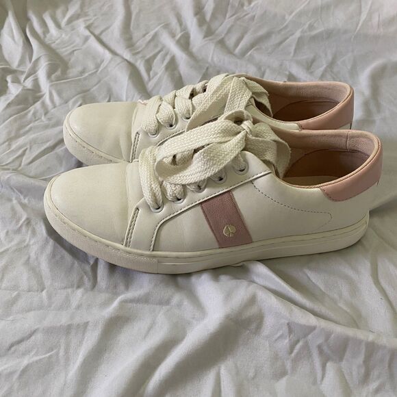 Kate Spade New York Pink White Leather Sneaker Model Iggy Size 8 - Picture 2 of 8